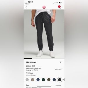 Men’s Lululemon ABC Joggers - Obsidian